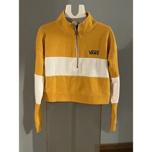 Vans Women's Long Sleeve Pullover Sweatshirt Quarter Zip Cropped Size Small